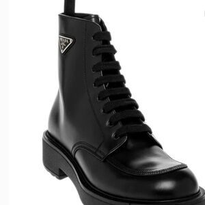 Prada Men's Sleek Black Lace-Up Boots